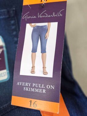 Gloria Vanderbilt Average Avery Pull On  Jeans Total Contour,Nebula Wash Size 16